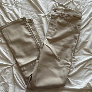 Cream Leather Pants